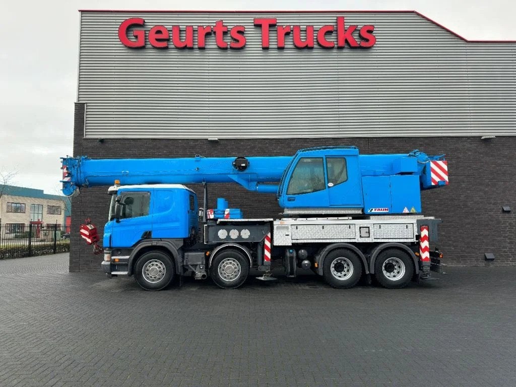 Scania P420 8X4 + FAUN HK 40 + JIB KRAAN/KRAN/CRANE/GRUA, Auto's, Vrachtwagens, Euro 5, Achterwielaandrijving, Scania, Blauw