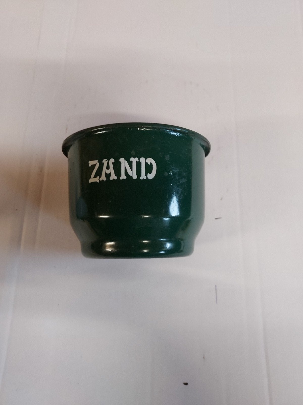 Groen emaille bakje ( zand) onderdeel van zand.zeep en soda, Ophalen