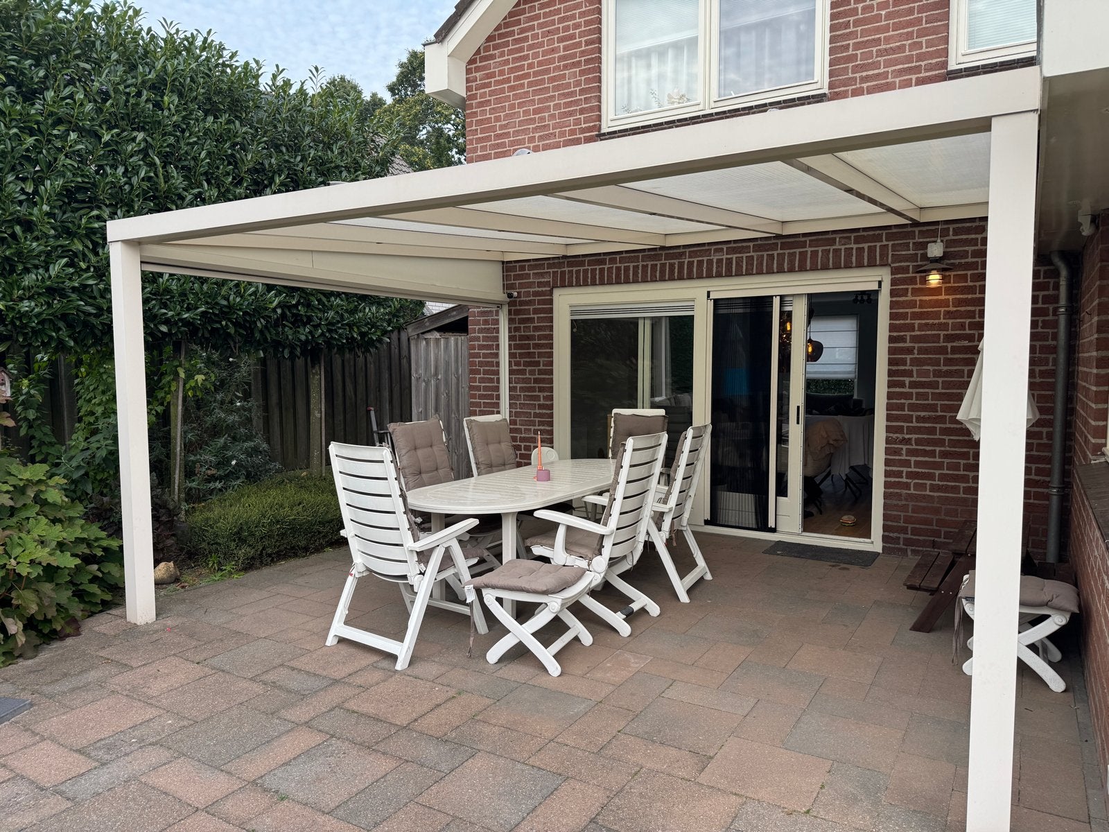 Terrasoverkapping met zon/windwering, Tuin en Terras, Ophalen, Gebruikt, Veranda