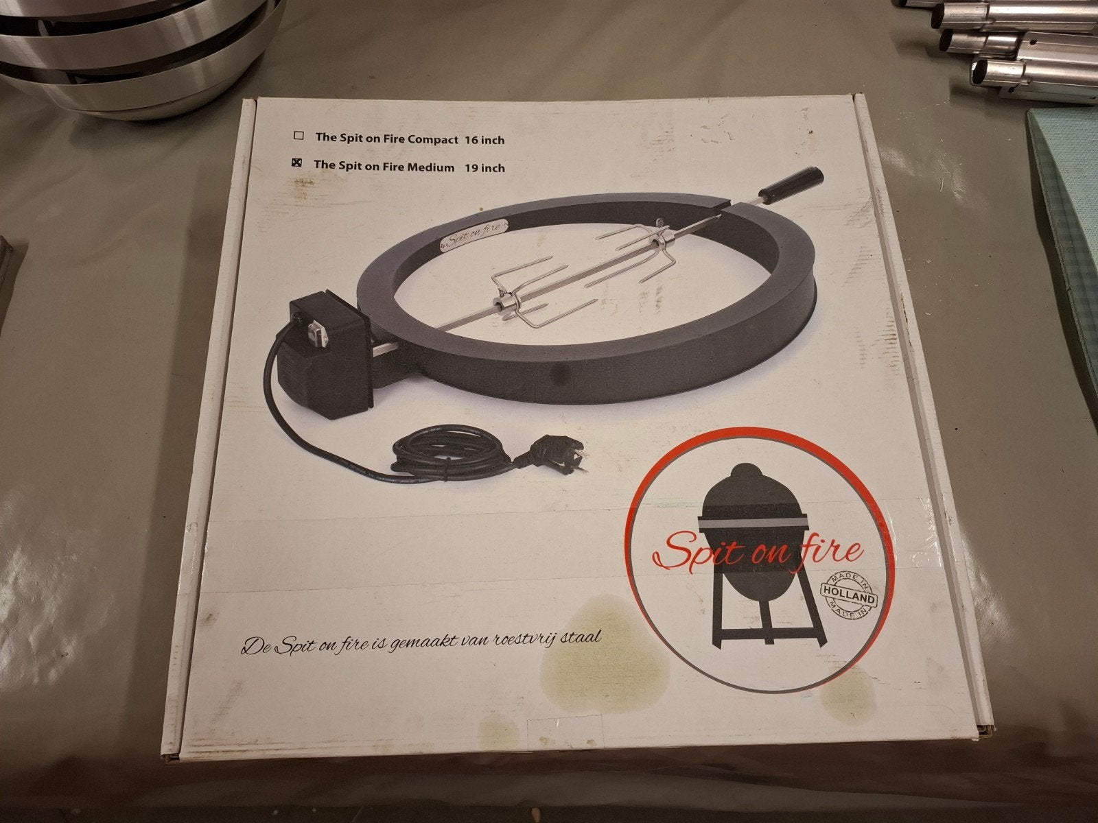 Spit on Fire Medium 19 inch - Rotisserie voor BBQ, Tuin en Terras, Ophalen, Zo goed als nieuw, Spit on Fire