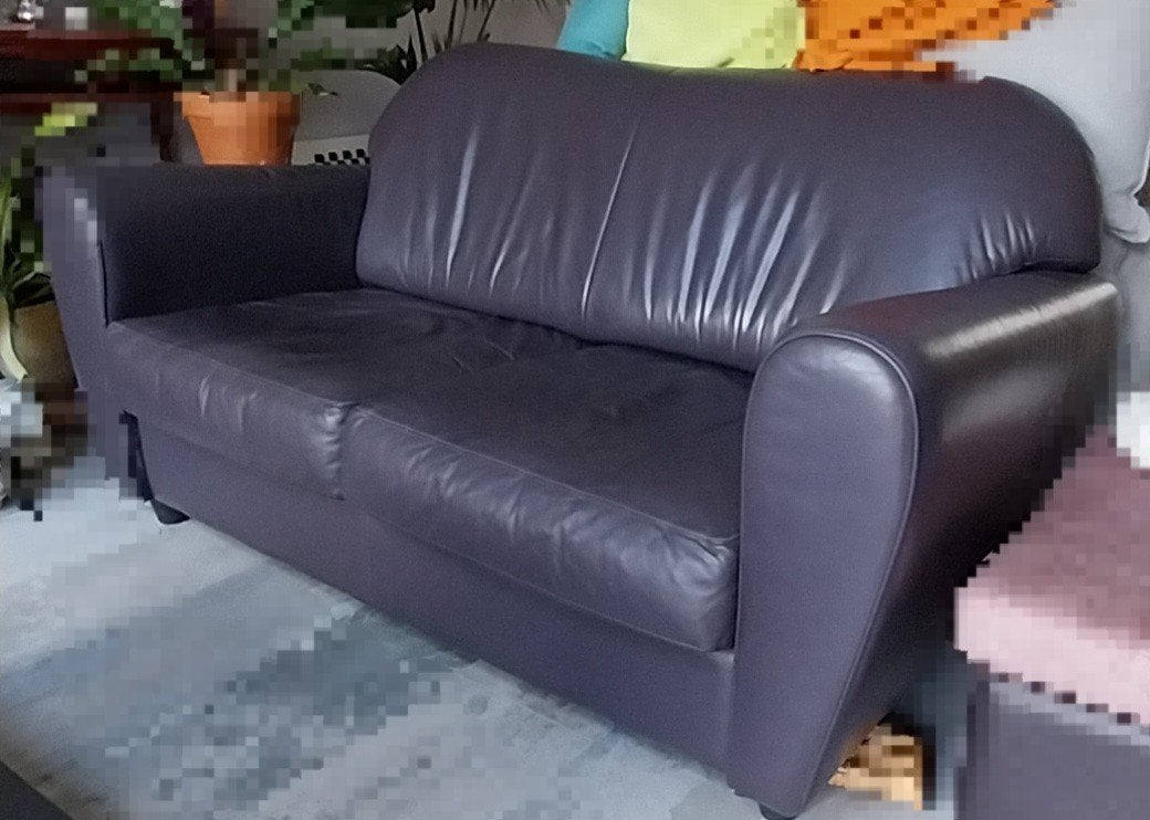 Leuke vintage tweezitsbank buffelleer, Ophalen, Gebruikt, 150 tot 200 cm, Tweepersoons