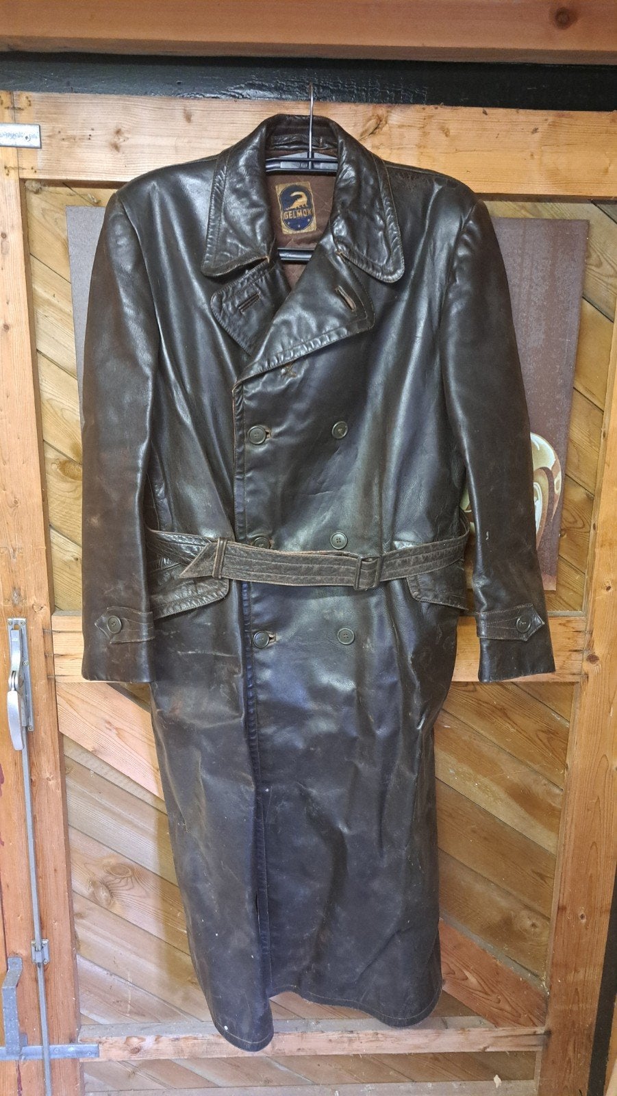 Vintage Lange Leren Jas Gelmok  Bruin, Kleding | Heren, Ophalen, Bruin, Overige maten, Gelmok