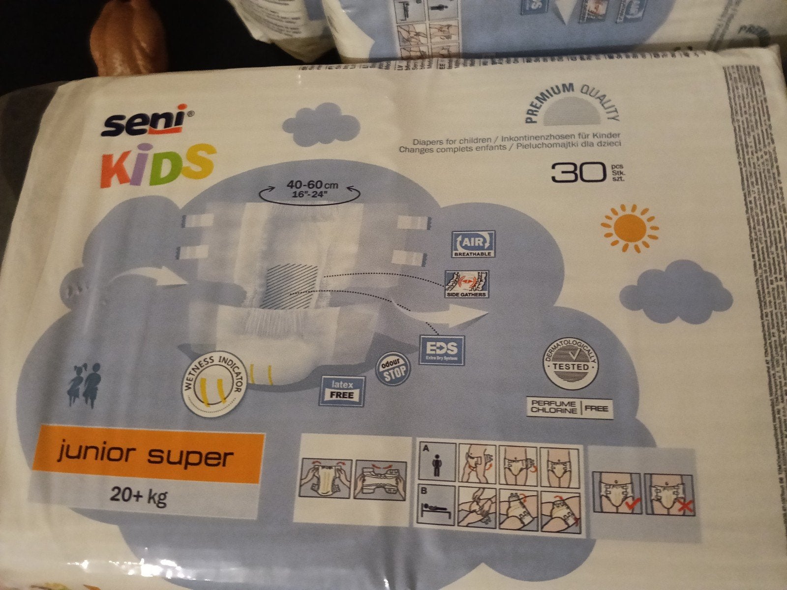 6x Seni Kids Junior Super luiers 20+ kg. OP=OP, Ophalen of Verzenden, Nieuw