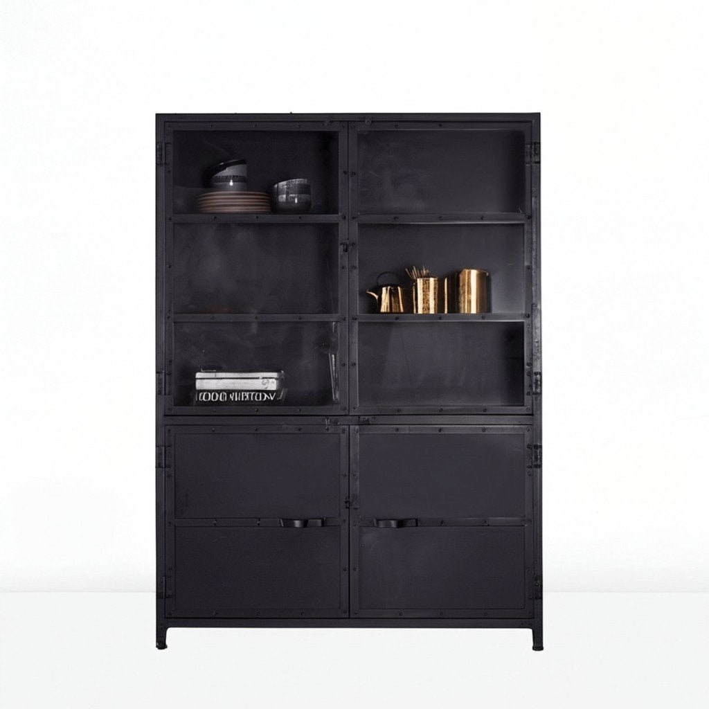 Industriële vitrinekast/dressoir van metaal, Huis en Inrichting, Kasten | Vitrinekasten, Ophalen, Met deur(en), 100 tot 150 cm