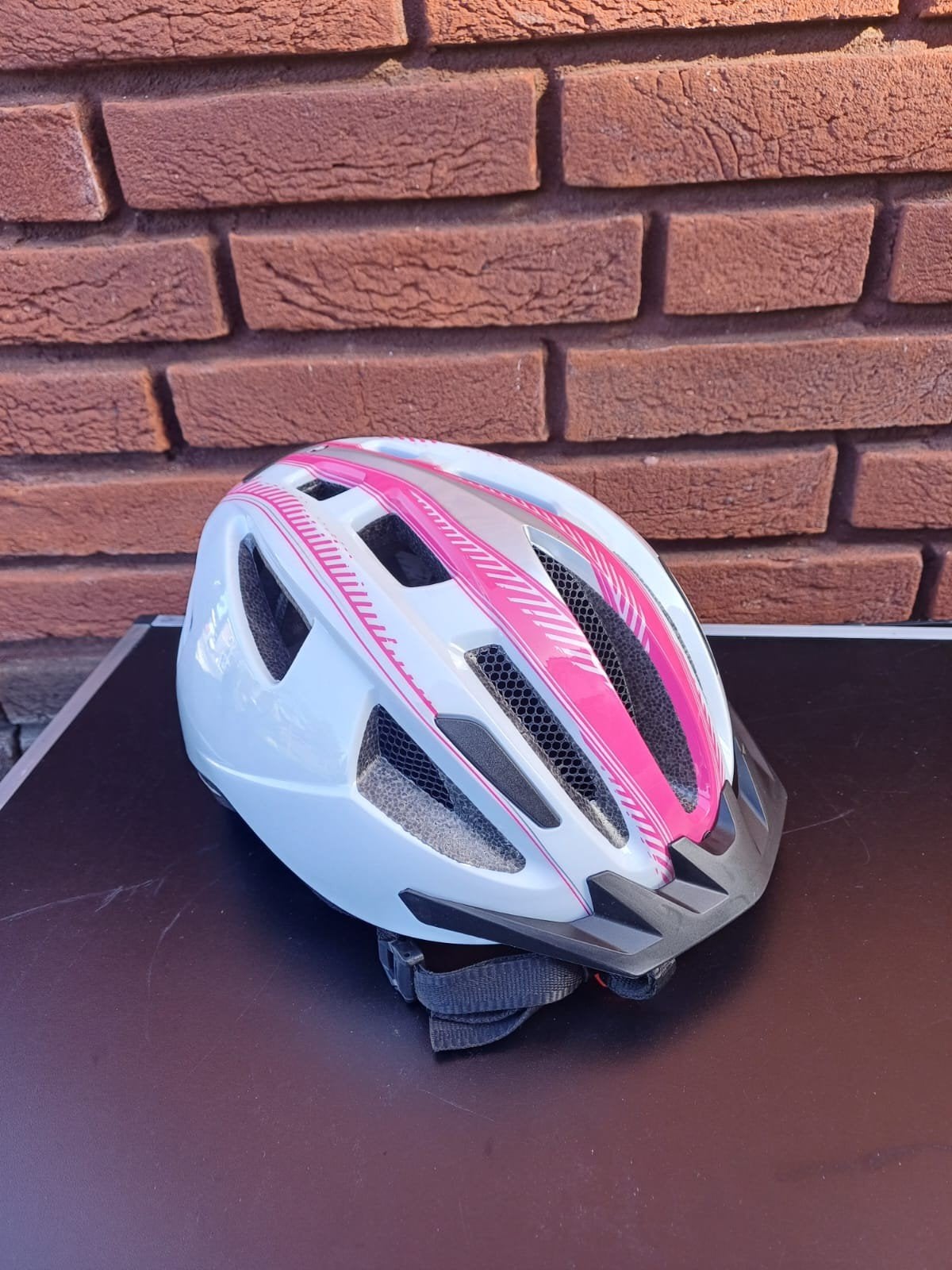 Fietshelm wit/roze met LED-verlichting, Ophalen of Verzenden, Zo goed als nieuw, Dame, M