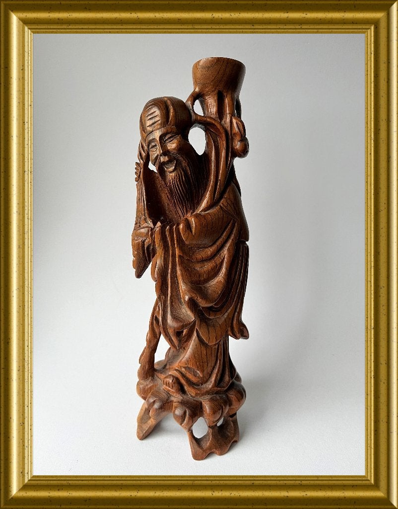 Aziatisch houten beeld, houtsnijwerk, Antiek en Kunst, Kunst | Beelden en Houtsnijwerken, Ophalen of Verzenden, Handgemaakt, 20 - 50 cm