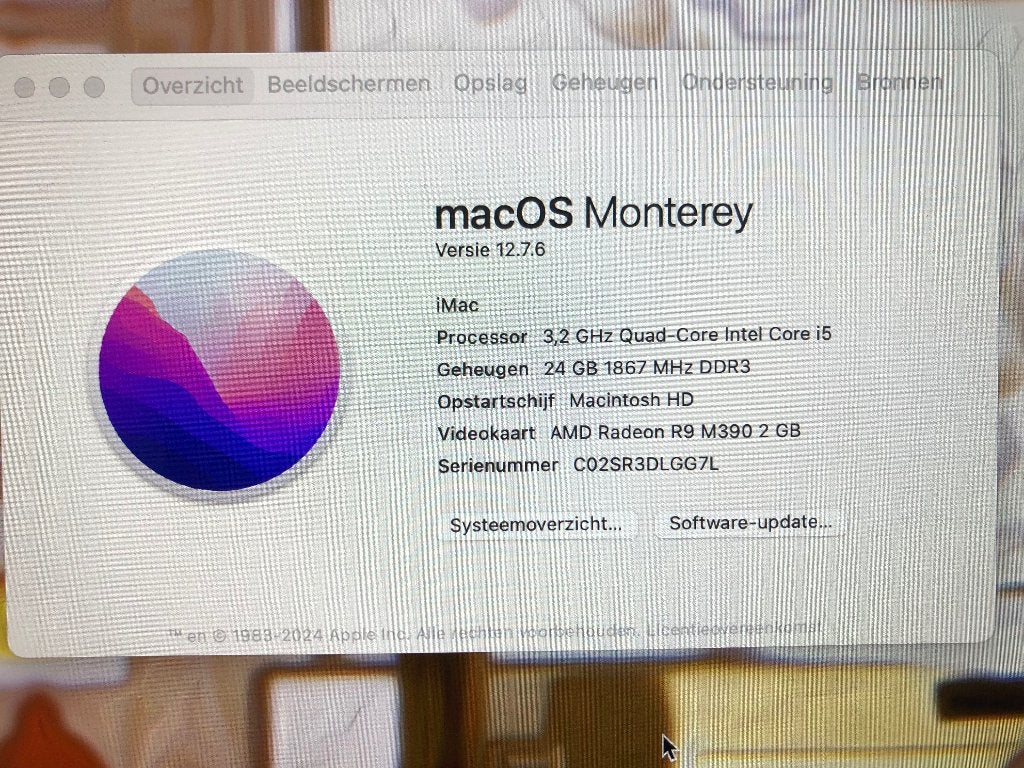 Apple Imac 27" quad core I5 - 1TB - 24gb - monterey, IMac, Ophalen of Verzenden, Zo goed als nieuw, 1 TB