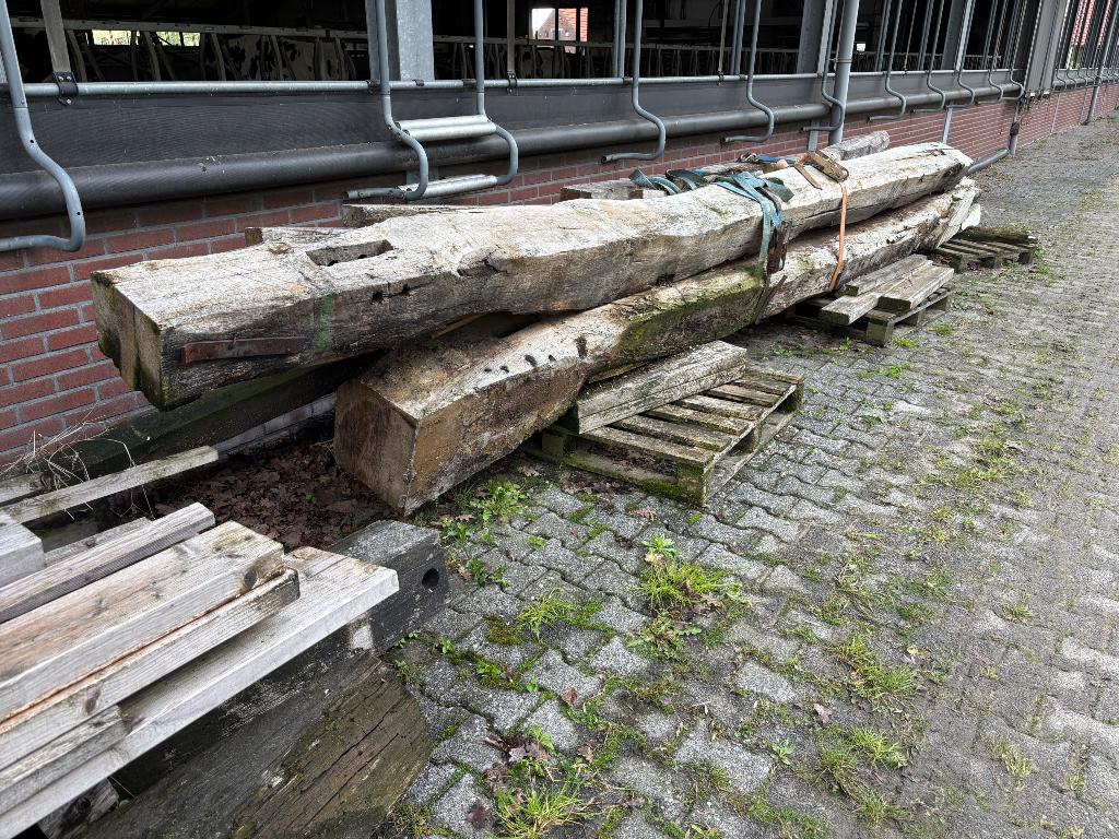 Eiken gebinten te koop, Doe-het-zelf en Verbouw, Hout en Planken, Ophalen, Gebruikt, 25 tot 50 mm, Eiken