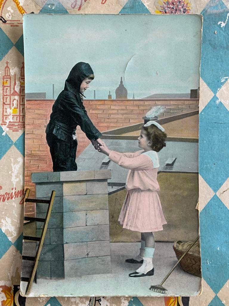 1911 Schoorsteenvertje en meisje (NN), Ophalen of Verzenden, Voor 1920, Gelopen, Kinderen