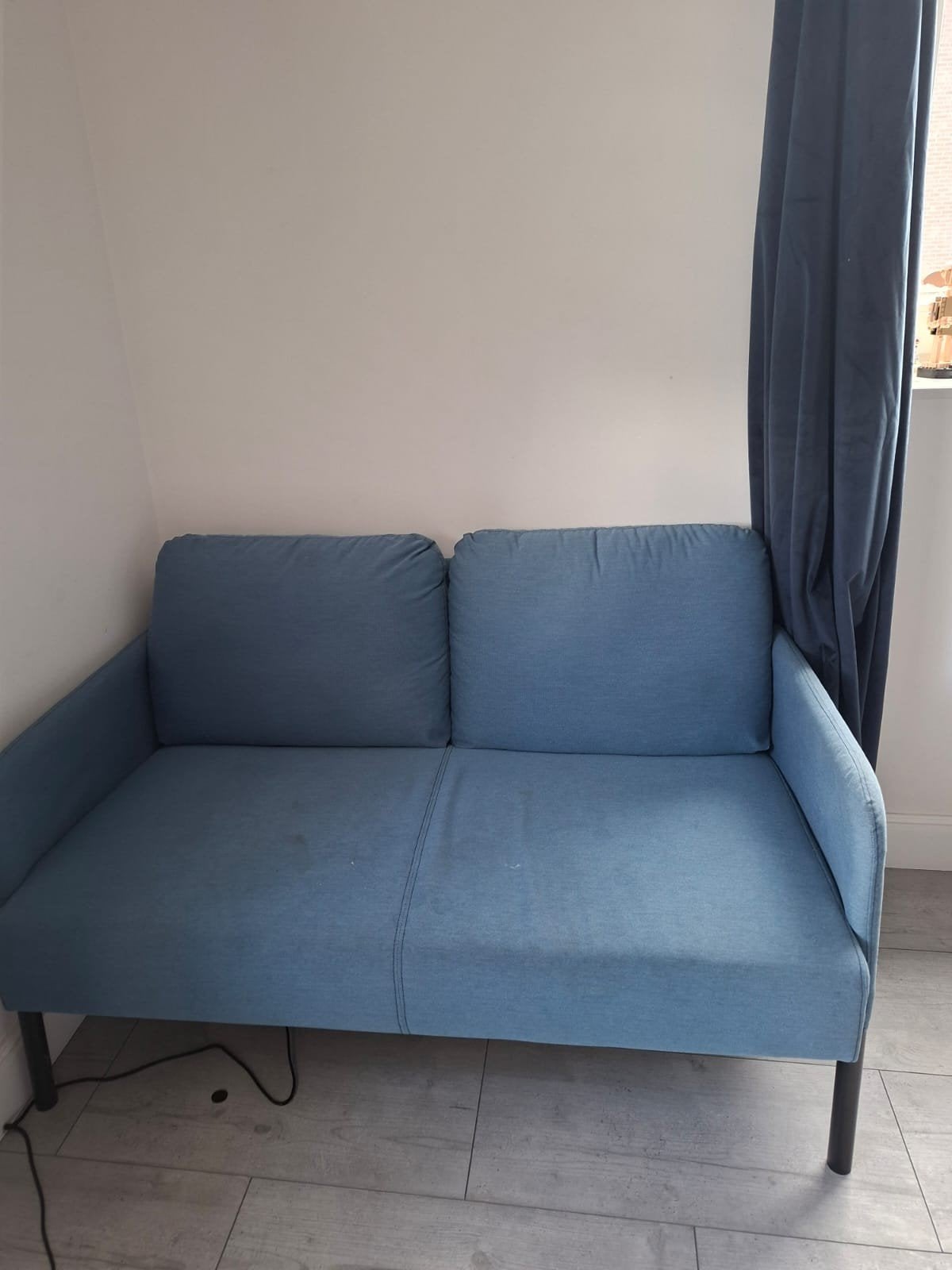 IKEA GLOSTAD 2-zitsbank in blauw, Ophalen, Gebruikt, Tweepersoons, 75 tot 100 cm