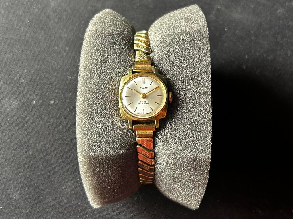 Vintage Zwitsers Plato dameshorloge, Ophalen of Verzenden, Gebruikt