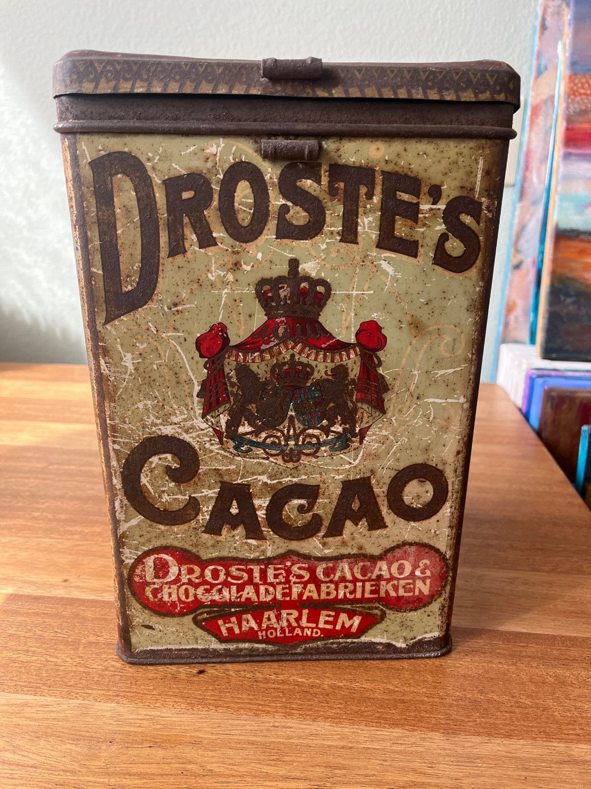 Antiek Droste Cacao Blik - Zeldzaam Verzamelobject, Ophalen of Verzenden, Gebruikt, Overige, Droste