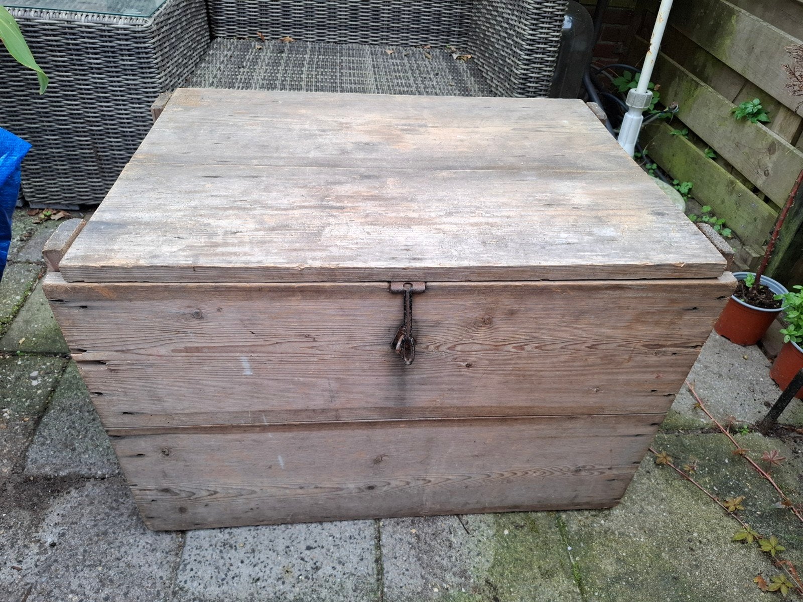 Vintage houten kist - robuust en decoratief, Ophalen, 50 – 75, Gebruikt, 75 tot 100 cm