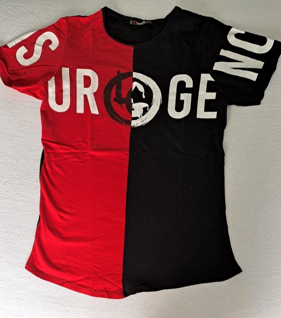 Rood-zwart shirt, mt. S, Ophalen of Verzenden, Zo goed als nieuw, Lagos (Scamm), Rood