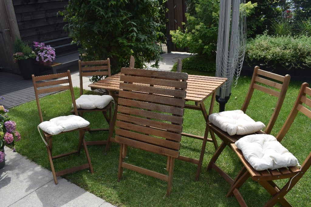 Tuinset, askholmen ikea, Tuin en Terras, Tuinsets en Loungesets, Ophalen, 4 zitplaatsen, Gebruikt, Bijzettafel