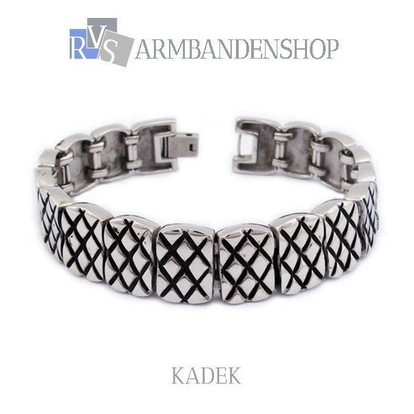 rvs staal armband Kadek 21,5 cm stalen sieraden RVS zilver, Verzenden, Nieuw, Zilver, Staal