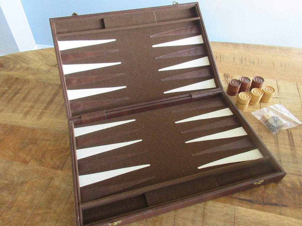 Als nieuw Backgammon Spel in Box koffer stapelbare stenen, Ophalen of Verzenden, Zo goed als nieuw