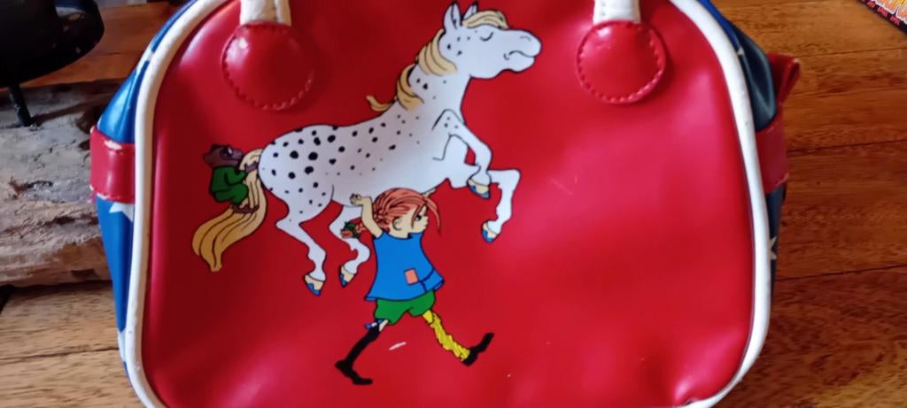 Vintage Pippi Langkous Tasje - Rood/Blauw met Sterren, Kinderen en Baby's, Ophalen of Verzenden, Gebruikt