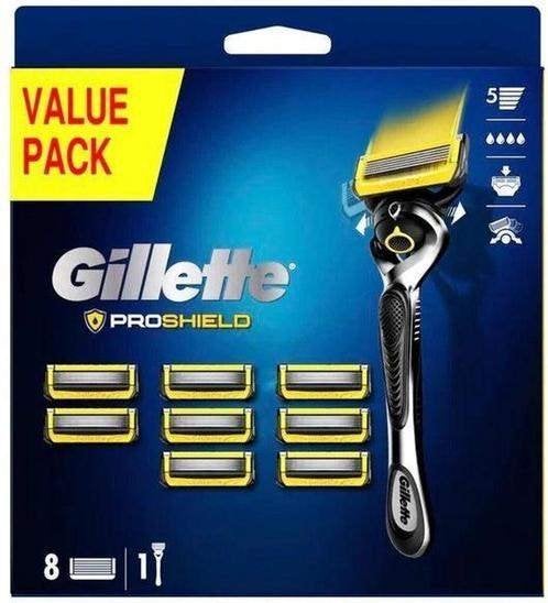 GILLETTE FUSION PROSHIELD BASE SCHEERSYSTEEM + 8 NAVULMESJES, Ophalen, Nieuw, Gehele gezicht