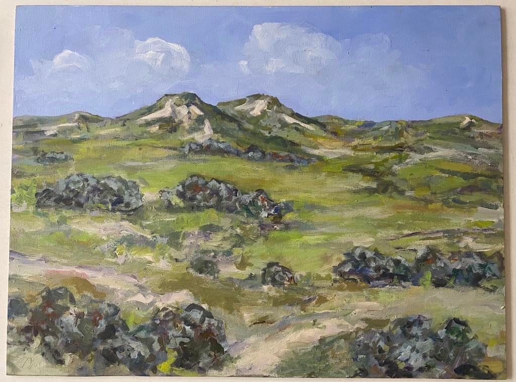 Olieverf op paneel. Duinlandschap, Antiek en Kunst, Ophalen of Verzenden
