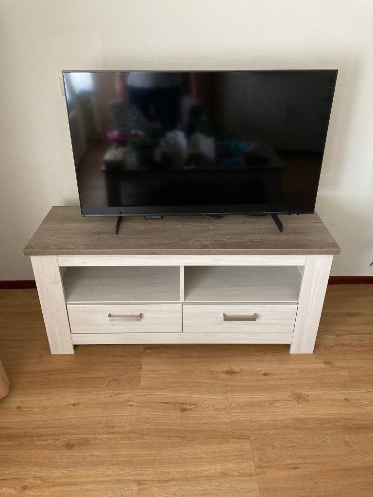 TV meubel - white wash, Ophalen, Overige materialen, 100 tot 150 cm, Zo goed als nieuw