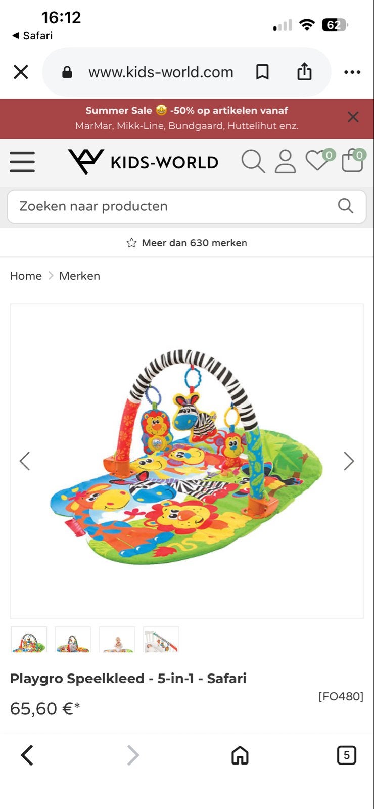 Playgro Speelkleed - 5-in-1 - Safari, Ophalen of Verzenden, Zo goed als nieuw, Speelkleed