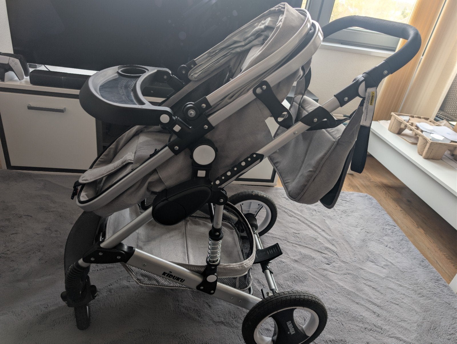 KIDUKU 3-in-1 Combiwagen Grijs (Buggy, Reiswieg, Autostoel), Overige merken, Ophalen of Verzenden, Zo goed als nieuw, Combiwagen