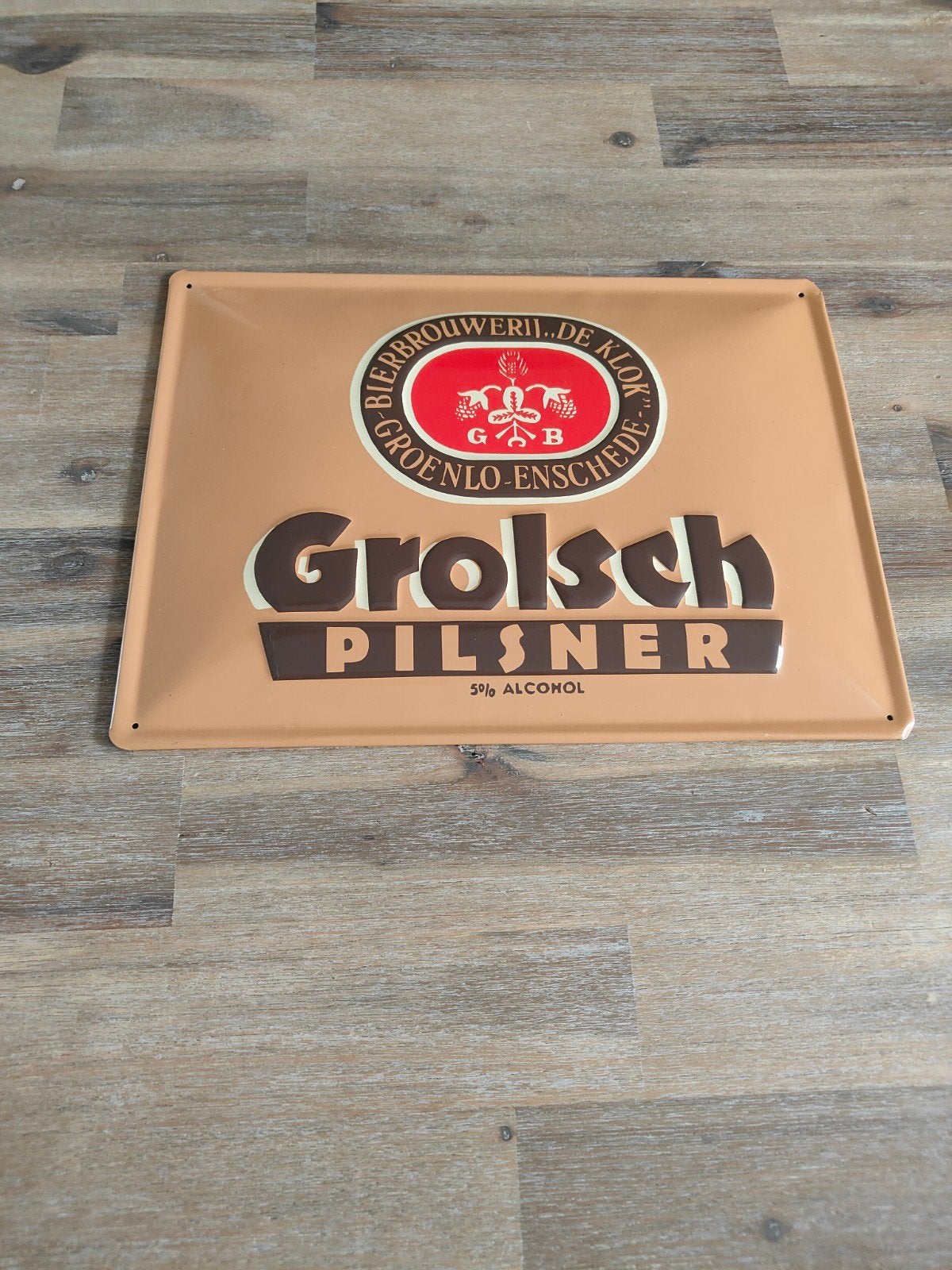 Vintage Grolsch Pilsner  Reclamebord, Ophalen of Verzenden, Gebruikt, Reclamebord