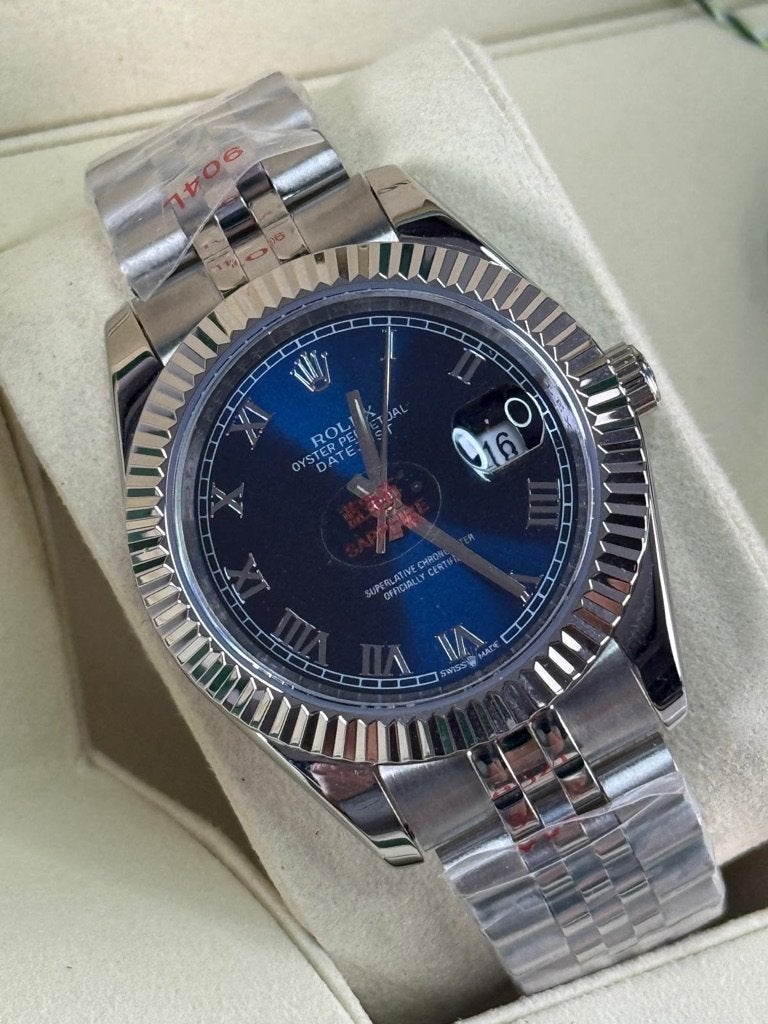 Datejust wimbledon azuro 41mm, Ophalen of Verzenden, Zo goed als nieuw, Zwart, IOS