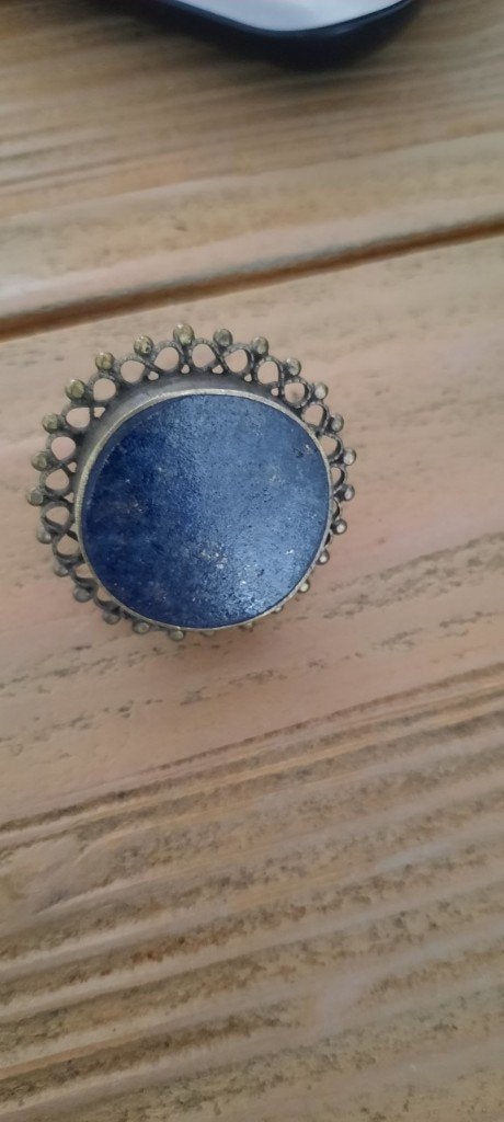Ring Tibet, met Lapis Lazuli. Maat 21., Ophalen of Verzenden, Zilver, Ring, Met edelsteen