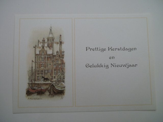 Kaart Prettige Kerst Gelukkig Nieuwjaar, Anton Pieck APM 676, Ophalen of Verzenden, 1980 tot heden, Gelopen, Overige thema's