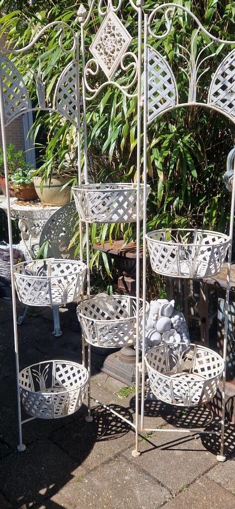 Smeedijzeren inklapbare bloemenstandaard (H173 cm)(brocante), Ophalen, Gebruikt, Minder dan 60 cm, Balkon
