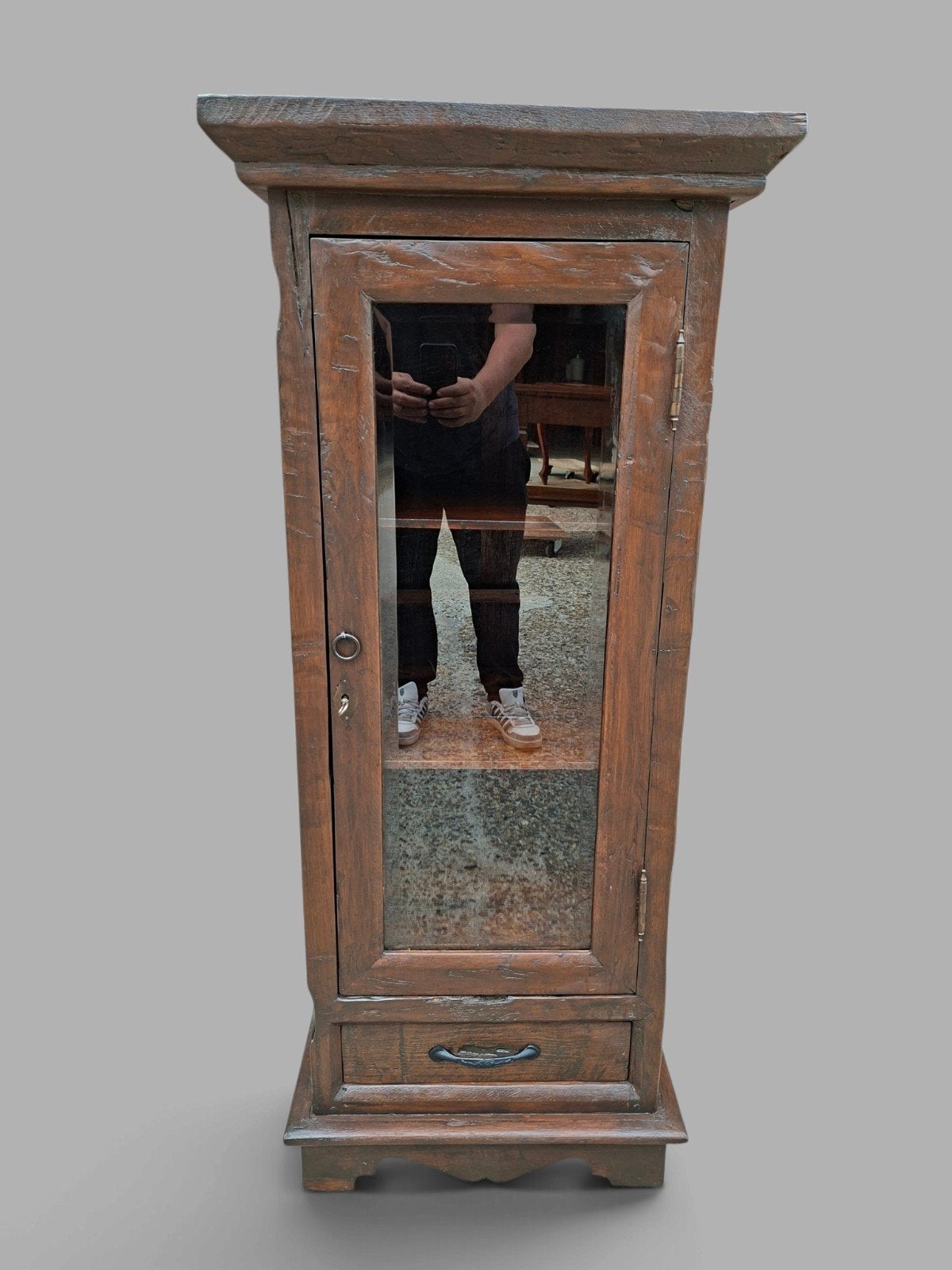 Antieke teakhouten vitrinekast, servieskast,, Huis en Inrichting, Ophalen of Verzenden, 25 tot 50 cm, 50 tot 100 cm