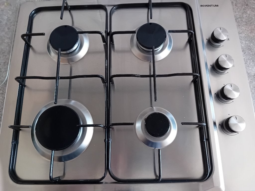 Te koop Inbouw Gas kookplaat RVS  4 pit Inventum, Ophalen, Nieuw, 4 kookzones, Inbouw