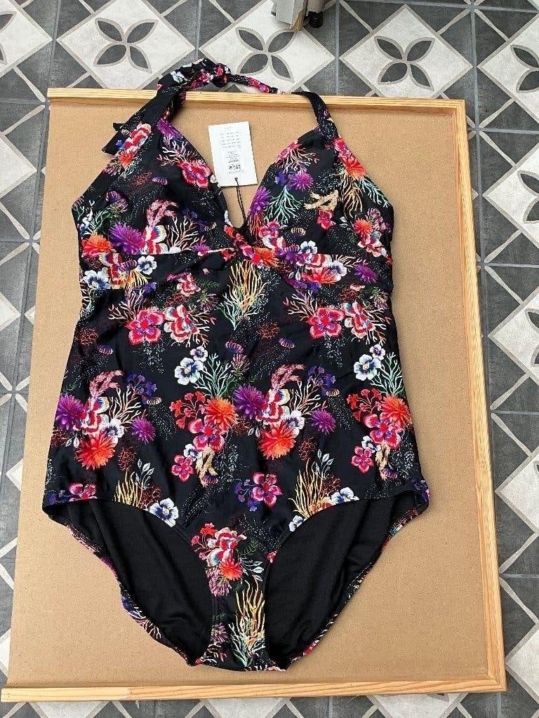 VERLOPEN Zwart gebloemde Junarose badpak Maat 46, Kleding | Dames, Badmode en Zwemkleding, Zwart, Nieuw, Badpak, Ophalen of Verzenden