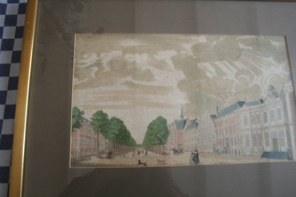 Lange Voorhout Den Haag, Antiek en Kunst, Ophalen, 44 cm, Ingelijst, 1800 - 1899
