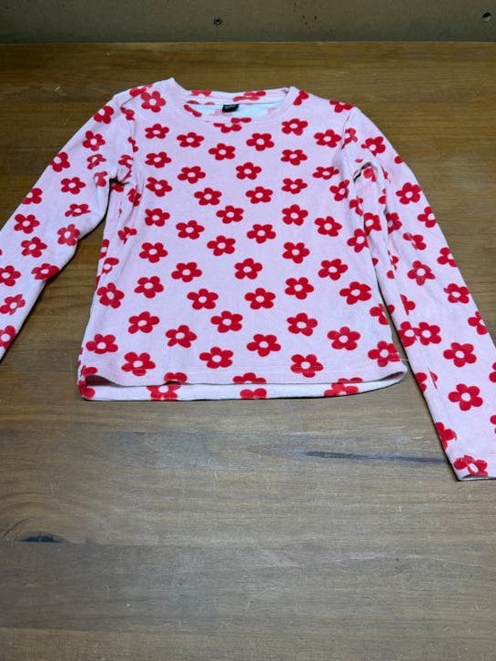 Roze truitje met rode bloemetjes maat 134/140, Ophalen of Verzenden, Zo goed als nieuw, Meisje, Shirt of Longsleeve