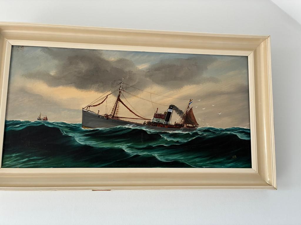 Heel oud schilderij Vissersboot WM 143 Wieringen, Ophalen