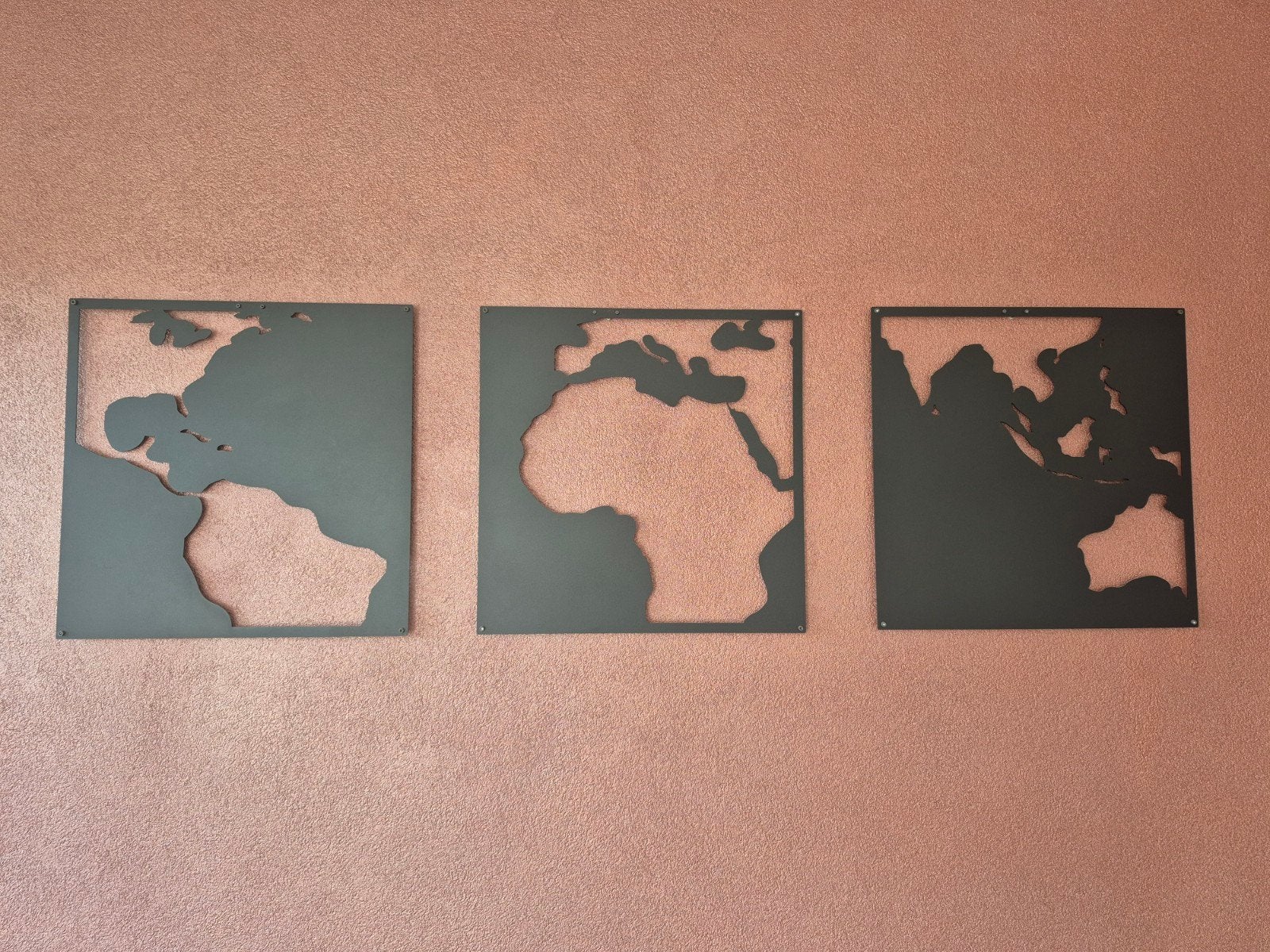 Metalen wereldkaart wanddecoratie - Moderne kunst, Ophalen, Metaal, Industrieel, Zwart