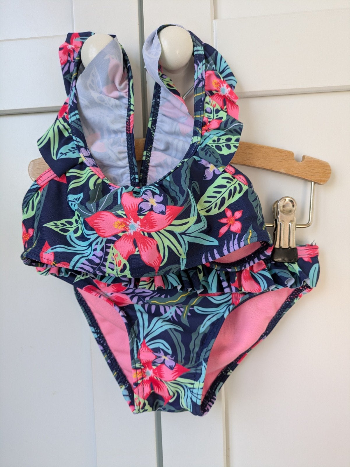 Hema bikini met bloemen motief maat 98/104, Gebruikt, Maat 104, Bikiniset, Meisje