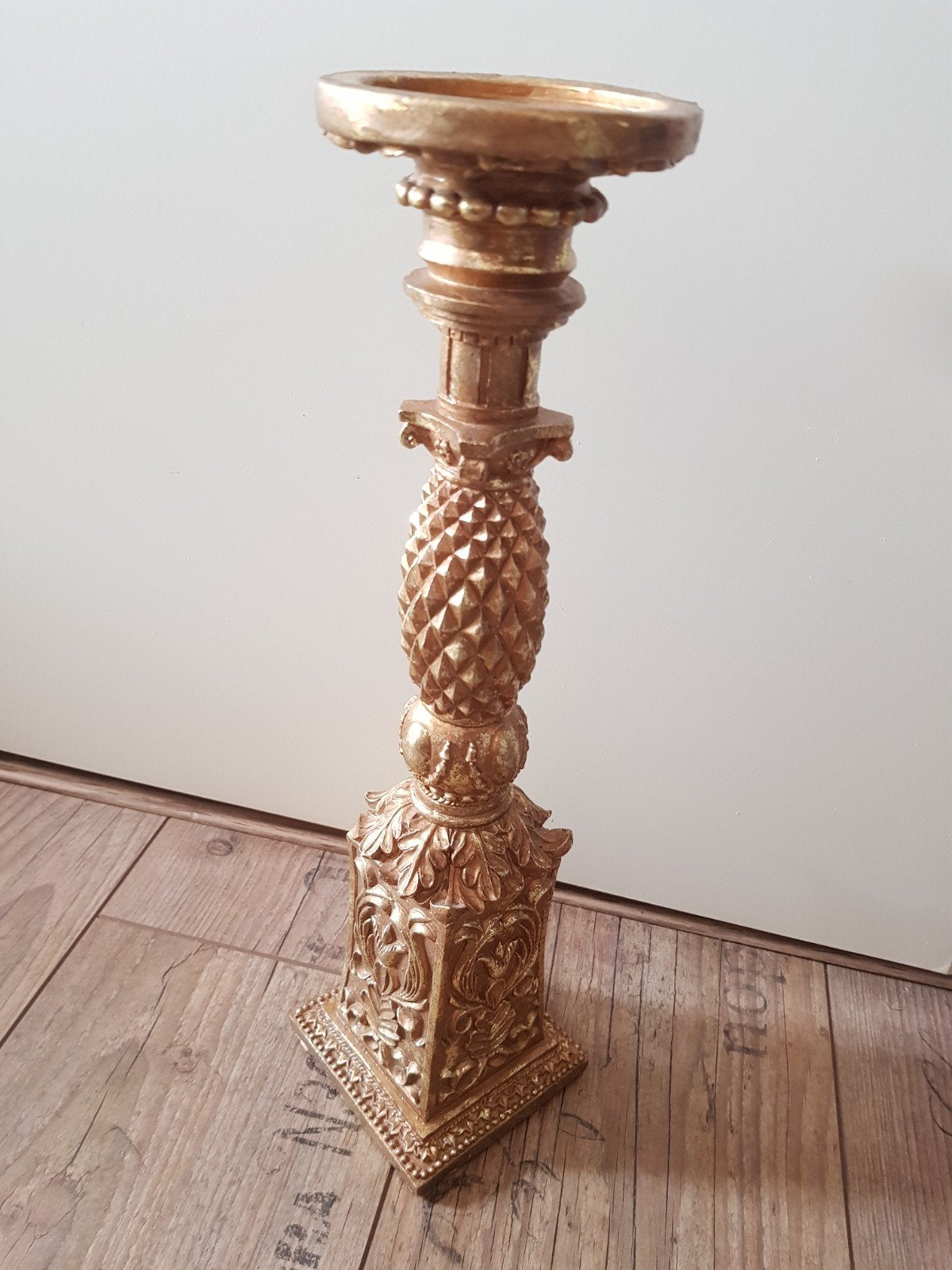 kandelaar van hout ananas model, 41 cm, Ophalen of Verzenden, Zo goed als nieuw, Kandelaar