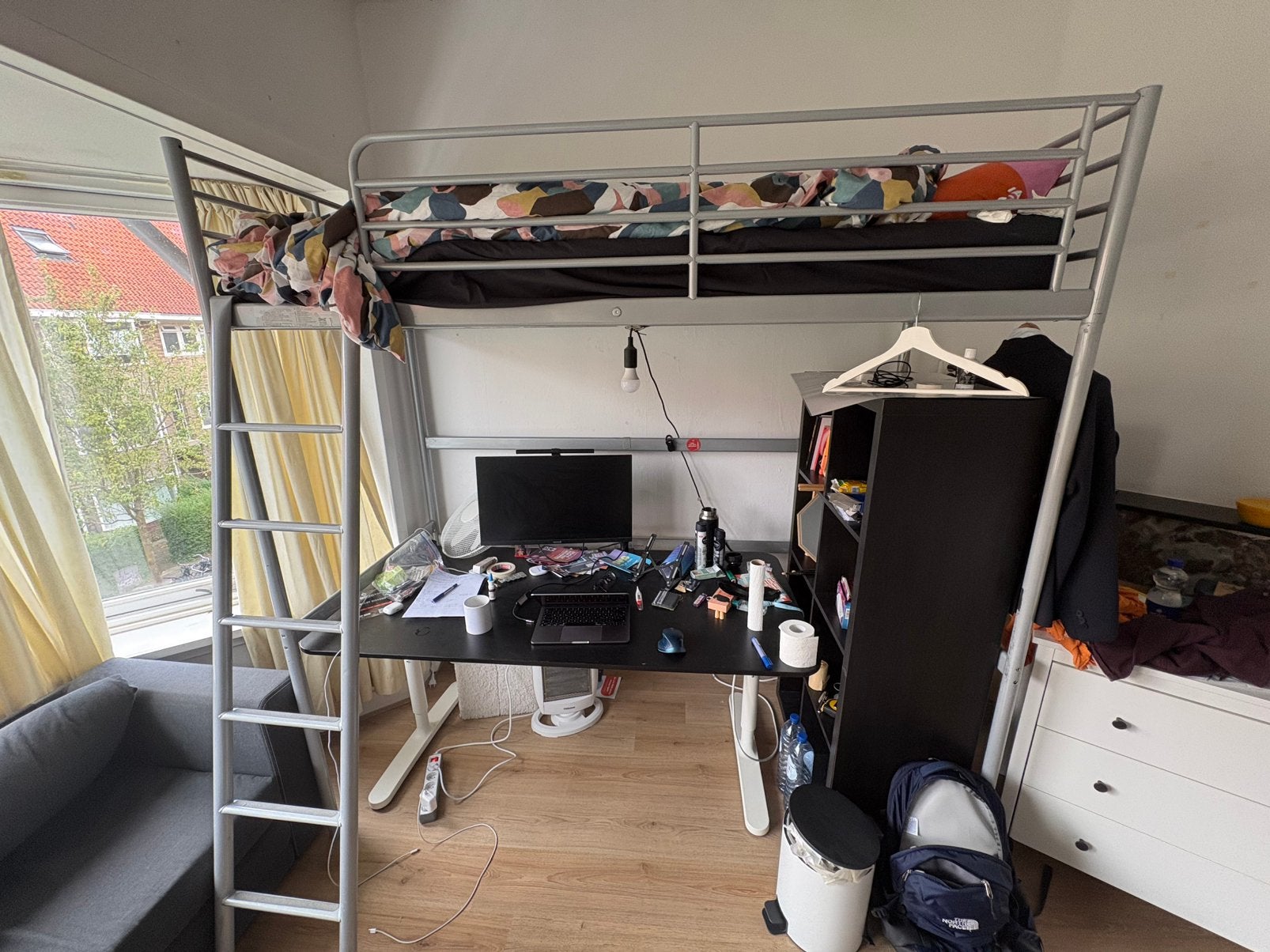 Ikea gray bunk bed, 90 cm, Eenpersoons, Ophalen of Verzenden, Zo goed als nieuw