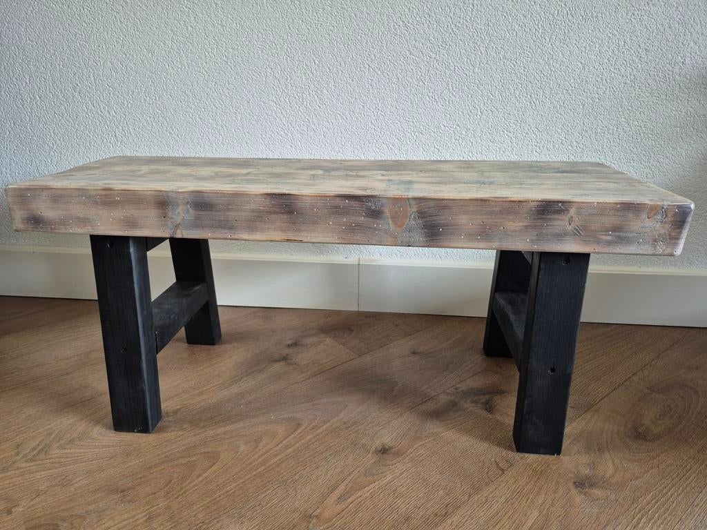 Robuust handgemaakt bankje van gerecycled hout nr 2, Ophalen, Minder dan 50 cm, Nieuw, Rechthoekig