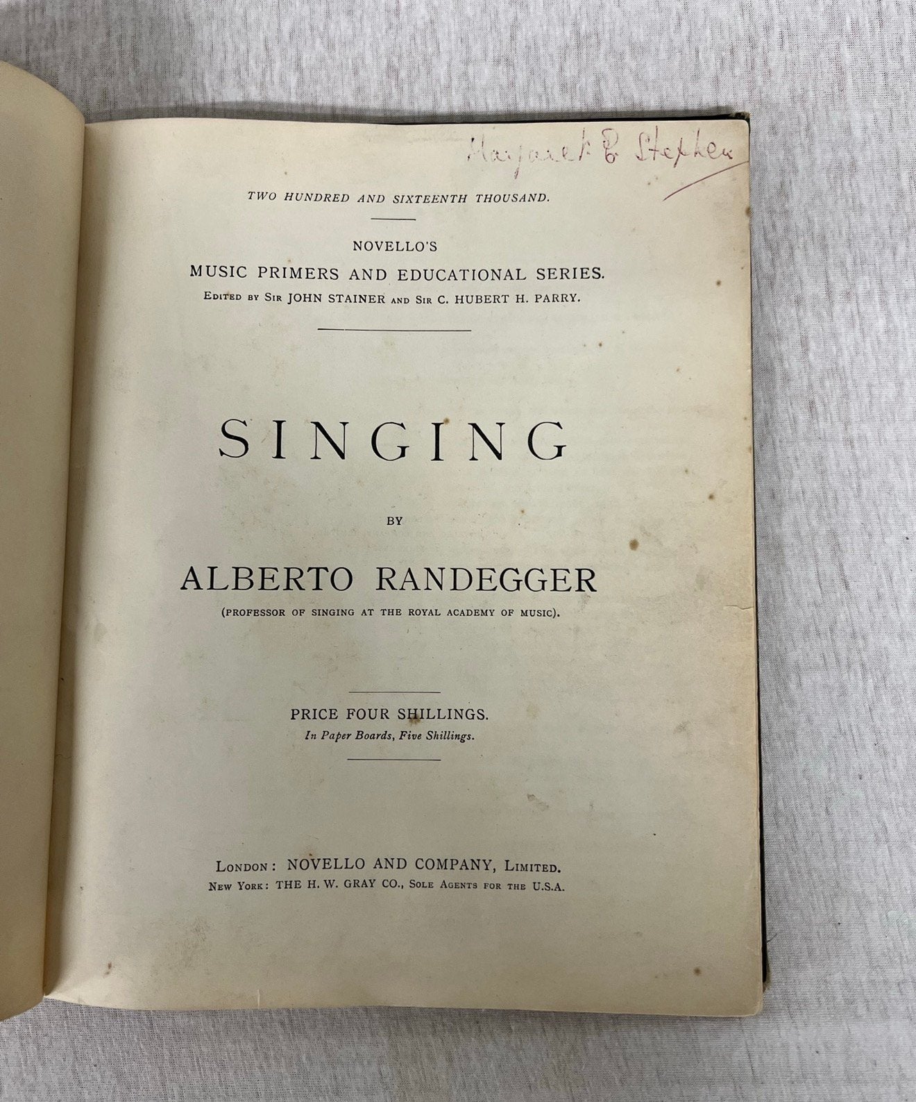 Antiek notenboek Singing by Alberto Randegger muziek-boek, Gebruikt, Klassiek, Zang, Ophalen of Verzenden