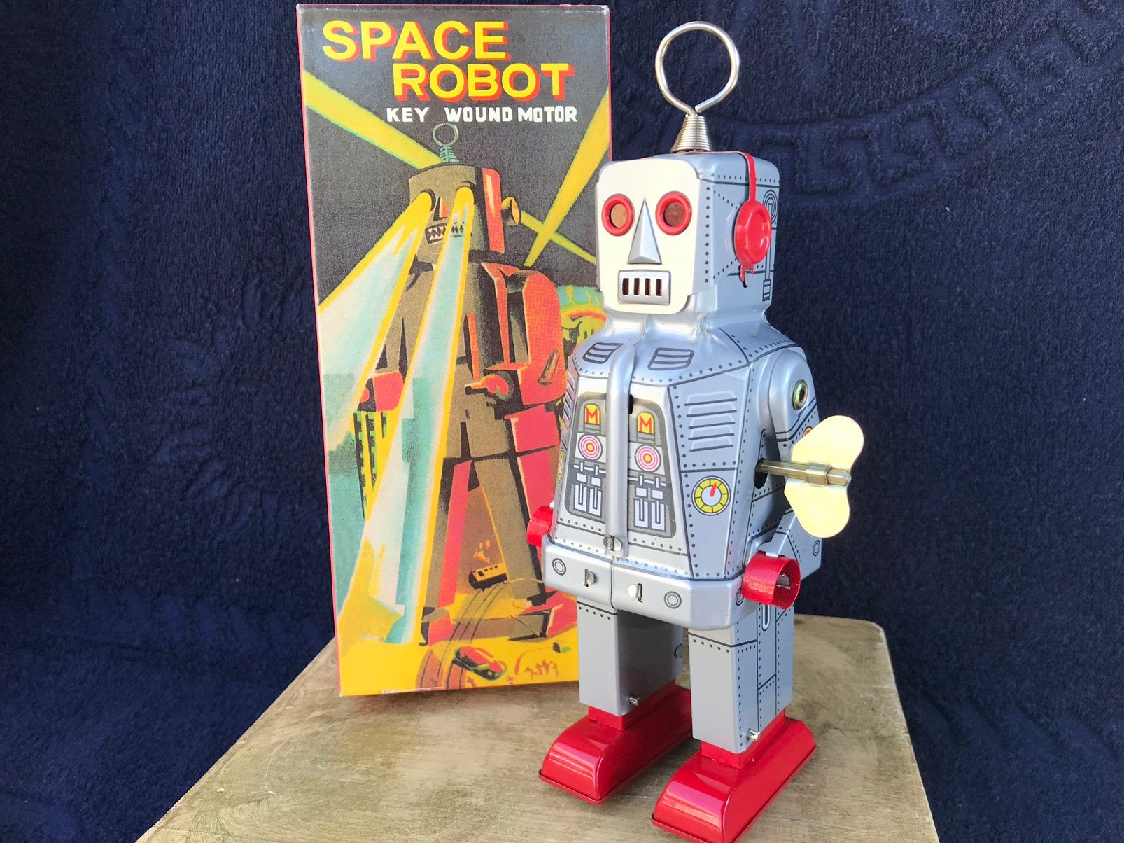 Blikken Space Robot opwindbaar met sleutel in doos., Ophalen of Verzenden