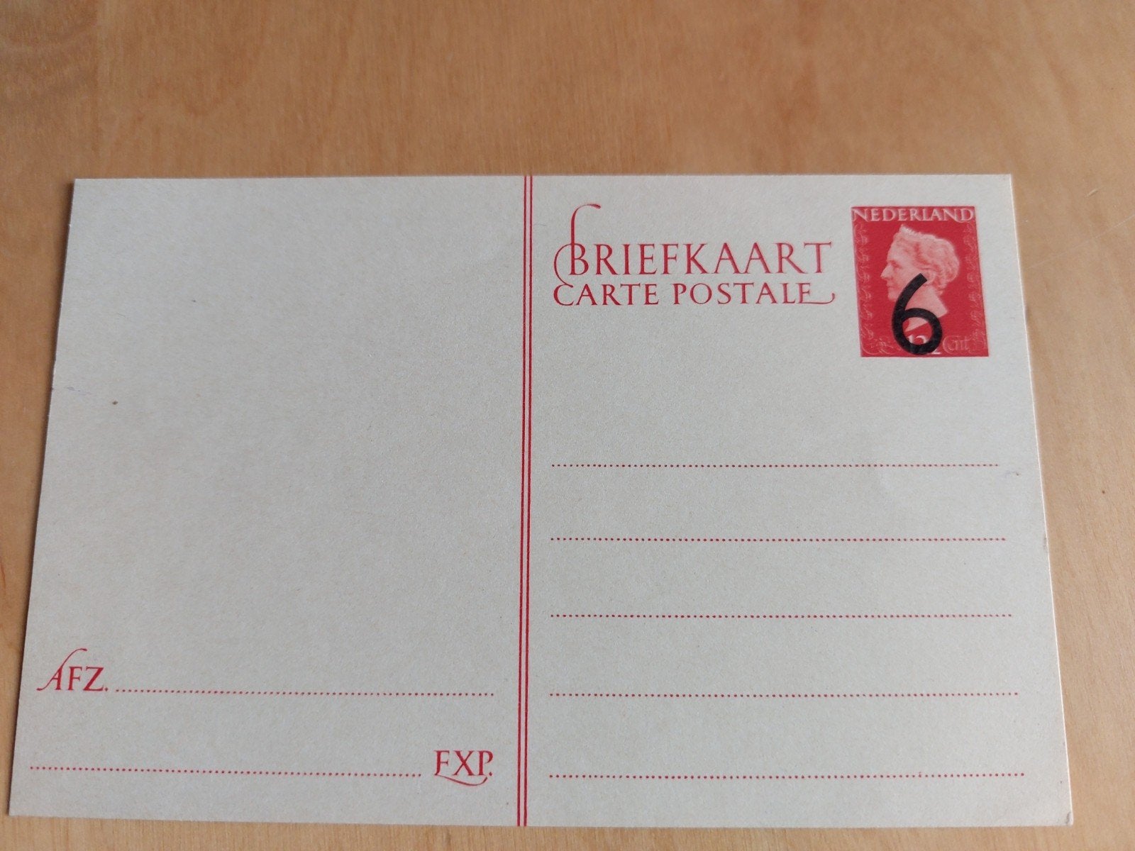 Oude Nederlandse Briefkaart met Postzegel 6 cent, Postzegels en Munten, Ophalen of Verzenden