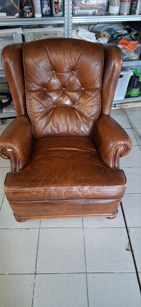 Luie stoel fauteuil, Ophalen, Gebruikt, Leer