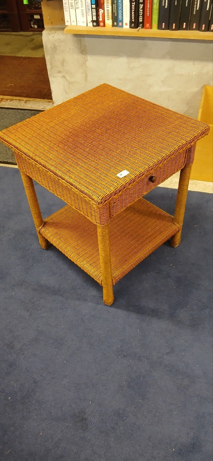 Vintage Bamboe Bijzettafel met Lade, Overige materialen, Minder dan 55 cm, Gebruikt, Vintage, Bohemian, Retro