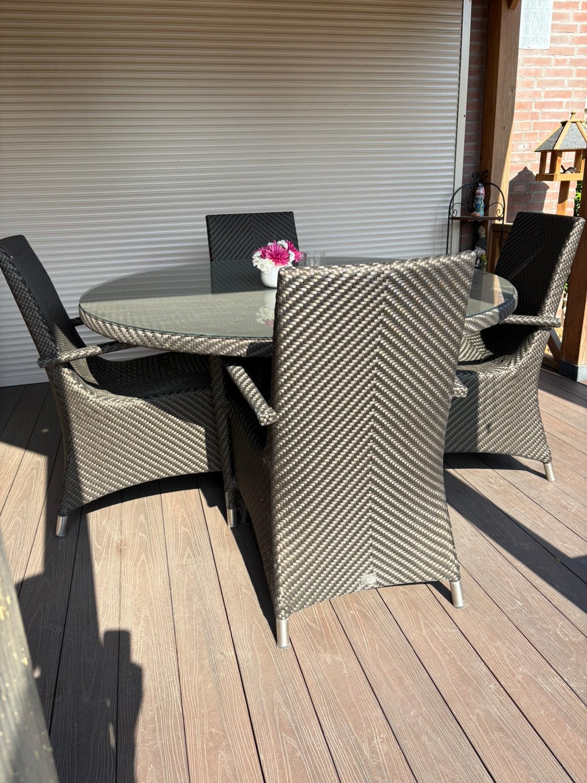 Tuinset - tafel met 4 stoelen 🪑, Tuin en Terras, Ophalen, Zo goed als nieuw, Kunststof, 4 zitplaatsen