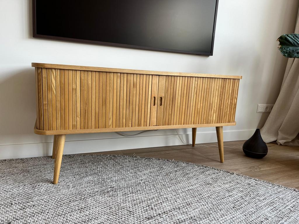 Mooi Dressoir - Zuiver Barbier TV Meubel, Ophalen, 100 tot 150 cm, Zo goed als nieuw, 25 tot 50 cm